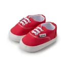 Zapatos clásicos de lona roja para bebé con suela de goma antideslizante. - Rojo
