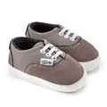 Zapatos clásicos grises para bebé con suela de goma antideslizante y cordones blancos. - Gris