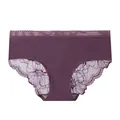 Eleganti mutandine senza cuciture in seta di ghiaccio viola scuro con pizzo floreale - Taglia M / Pantaloni e gonne / Marrone scuro