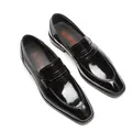Glossy black patent leather loafers with square toe for men - 37 / Black Smooth