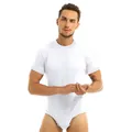 Detail of white short-sleeve bodysuit for men with snap closure and breathable fabric. - M / Set / White