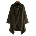 Cappotto a mantella da uomo verde oliva con orlo irregolare e collo alto a cappuccio - Taglia S / Top / Verde