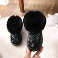 Wasserdichte schwarze Kinder-Schneestiefel mit Kunstpelzkragen und Camouflage-Muster. - Größe 25 (16cm) / Knöchel-Shortboots (5820) / Schwarz