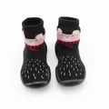 Detail view of thickened baby sock shoes with cute cartoon bear pattern and soft soles - Size 18/19 / Inner Length 11.5cm / Black Bear
