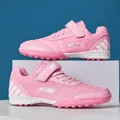 Breathable pink mesh children's soccer shoes with Velcro straps and turf cleats - 38 / Pink