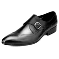 Chaussures classiques en cuir noir de style britannique à boucle pour hommes élégants - 37 / Chaussures en Cuir Monk Strap (168) / Noir