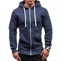 Sweat à capuche zippé bleu marine pour homme avec cordon blanc - M / Hauts / Bleu marine