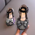 Sparkling black rhinestone princess shoes for girls with large bow detail - 21 / Black