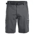 Men's dark gray quick-dry cargo shorts with multi-pockets and adjustable belt. - S / Bottoms / Gray