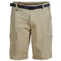 Durable men's khaki quick-dry cargo shorts with multi-pockets and adjustable belt. - S / Bottoms / Khaki