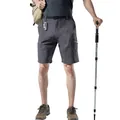 Professional men's quick-dry grey hiking shorts with multi-pockets and belt for outdoors - S / Bottom (3202) / Gray