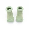 Soft breathable light green baby sock shoes for indoor kindergarten floor use - Size 24/25 (14.5cm) / Snow Style (Wrapped Toe) / Green