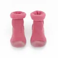 Comfortable breathable pink baby sock shoes with soft non-slip rubber soles for toddlers - Size 24/25 (14.5cm) / Snow Style (Wrapped Toe) / Burgundy