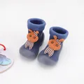 Blue baby sock shoes with knitted rabbit decor and soft anti-slip rubber sole for toddlers - Size 24/25 / Blue (Rabbit Doll)