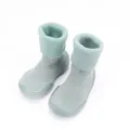 Warm mint green baby toddler sock shoes with sherpa lining and non-slip rubber soles - Cyan-Green