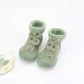 Soft sole green baby sock shoes with cute knit rabbit design for indoor toddlers - Size 24/25 / Green (Rabbit Doll)