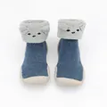 Cozy coral fleece toddler sock shoes with cute 3D cat ears design in blue and grey - Size 20/21 / Blue