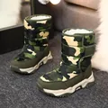 Botas de nieve impermeables de camuflaje para niños con forro de piel sintética cálida - 29 / Camuflaje Verde Militar
