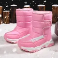 Warm pink outdoor girls' snow boots with soft fur lining and adjustable Velcro strap - 29 / Pink