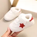 Warm white baby walking shoes with red star design and soft fur lining for toddlers - Inner Length 11.5cm Size 16 / Star Plush Style (199) / Red