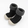 Scarpine da passeggio invernali per neonati con suola in gomma e tomaia in maglia - Nero