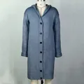 Loose fit long hooded knit cardigan sweater for women in premium dusty blue fabric - Blue