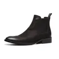 Men's black lychee grain leather Chelsea boots with brogue wingtip detailing - 38 / Leather Lined Style / Black