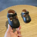 Elegante schwarze Baby Mary Jane Lauflernschuhe mit weicher Sohle und verstellbarem T-Riemen - Größe 15 (Innen 12.0cm) / Schwarz