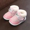 Pink plaid baby snow boots with warm white faux fur lining for toddlers 1-3 years old - 17 / Pink