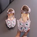 Chaussures de princesse pailletées pour filles avec grand papillon en strass - 21-25 (Lot de 5 paires) / Rose