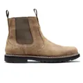 Stivaletto Chelsea da uomo in pelle scamosciata marrone con decorazioni brogue. - Kaki