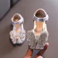 Funkelnde silberne Mädchen Prinzessinnen Schuhe mit großer Strass Schleife und Perlen - 21 / Silber