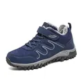Zapatos de caminar de invierno azules con forro polar y suela de goma antideslizante - Negro