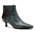Vue détaillée de bottines rétro françaises à petit talon et finition métallique - 42 / Vert