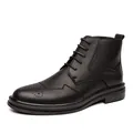 Chaussures montantes classiques en cuir brogue noir pour homme, travail et mariage. - Noir