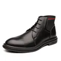 Chaussures montantes en cuir noir pour hommes avec élastique à rayures vert et rouge - Noir Rouge