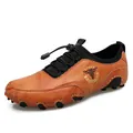 Herren Slipper aus orangefarbenem Kunstleder mit rutschfester Oktopus-Gummisohle - Braun