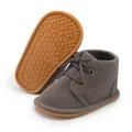 Grey suede-like baby toddler boots with non-slip rubber star-patterned sole - Dark Gray