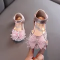 Scarpe da principessa rosa per bambine con grande fiocco di strass e paillettes lucide. - 21 / Rosa