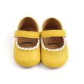 Yellow faux leather baby princess Mary Jane shoes with scalloped trim for toddlers - 11cm / Lemon Yellow