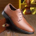Elegant brown men's dress shoes featuring warm faux fur lining for winter thermal comfort. - 38 / Leather Sandals (8623) / Brown Fleece Lined Style