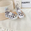 Zapatos de lona a cuadros blancos y negros para niñas con bordado floral y elástico - Tamaño 12.5cm / Flor de Cuadros