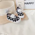 Zapatos de lona a lunares blanco y negro para niñas con suela suave y elástico - Tamaño 12.5cm / Lunar Negro