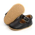 Detail of black toddler princess shoes showing scalloped edges and non-slip rubber sole. - 11cm / Black