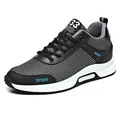 Breathable mesh men's sports shoes with 6cm invisible height increase and 'SPORT' logo - 37 / Gray