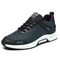 Men's breathable mesh running shoes with 6cm invisible height increase, blue sport sneakers - 37 / Blue