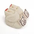 Soft fleece baby booties with cute cartoon pig design for winter walking shoes - Inner Length 12cm / White Little Pig