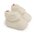Soft white sherpa fleece newborn baby winter booties and warm first walking shoes for infants - Inner Length 12cm / Pure White