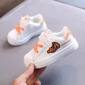 White and orange kids casual shell-toe sneakers with velcro closure and soft sole - 34 / Orange