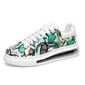 Trendy men's graffiti print casual sneakers featuring a stylish thick white sole design - 39 / Peacock Green